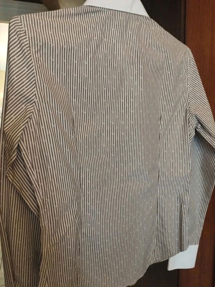Chemise blanche rayures kiss print lèvres bisou S/36 vintage - photo numéro 9