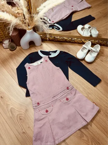 Taille 4 ans robe et teeshirt fille Sergent Major Okaidi bleu marine et rouge * rayures * 🌹