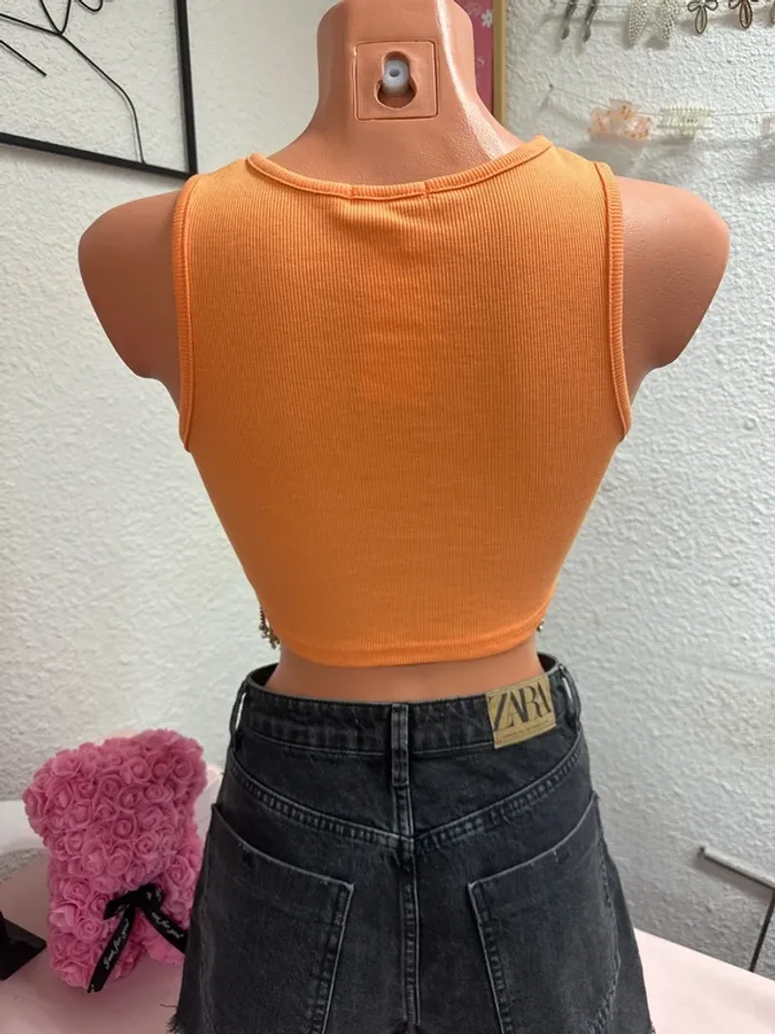 Débardeur orange à strass marque Cherry Koko taille unique - photo numéro 3