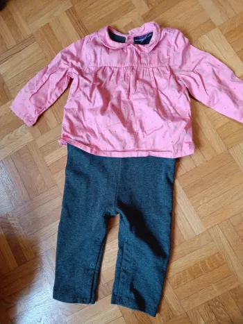 Combinaison Sergent Major 12mois 74cm rose et grise