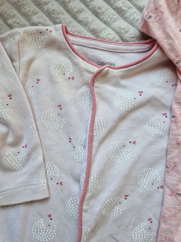 Lot de pyjamas légers rose bébé fille 3 mois obaïbi - photo numéro 2