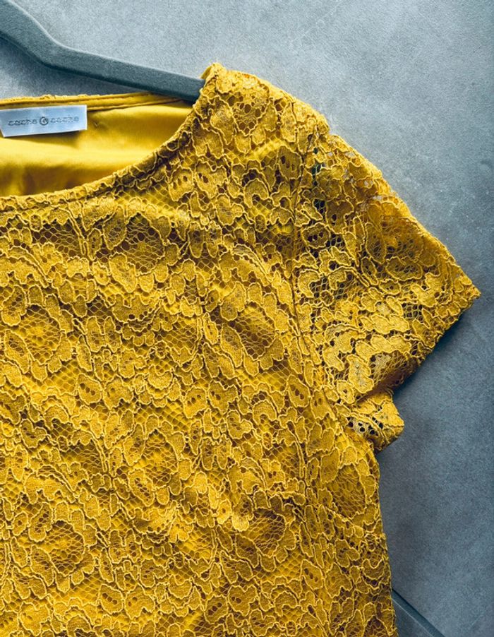 Magnifique robe jaune en dentelle Cache Cache neuve - photo numéro 3