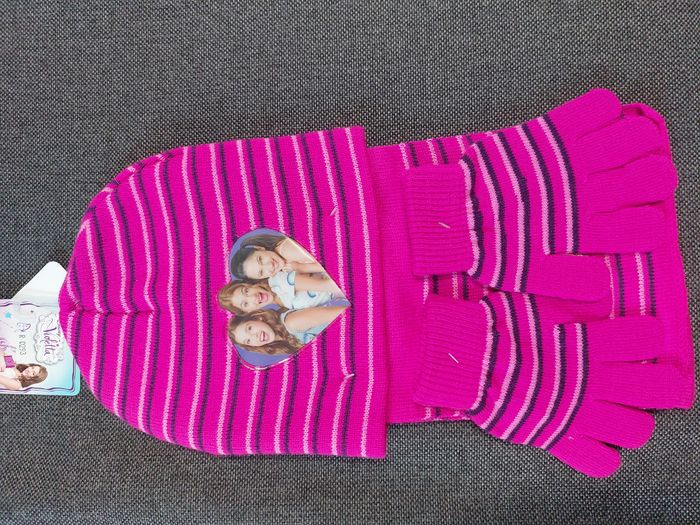 ensemble bonnet gants écharpe violetta rose foncé tu