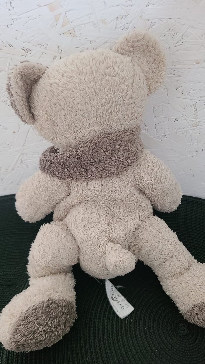 OURS CYRILLUS DOUDOU GRIS ECHARPE PELUCHE 35 CMS - photo numéro 3