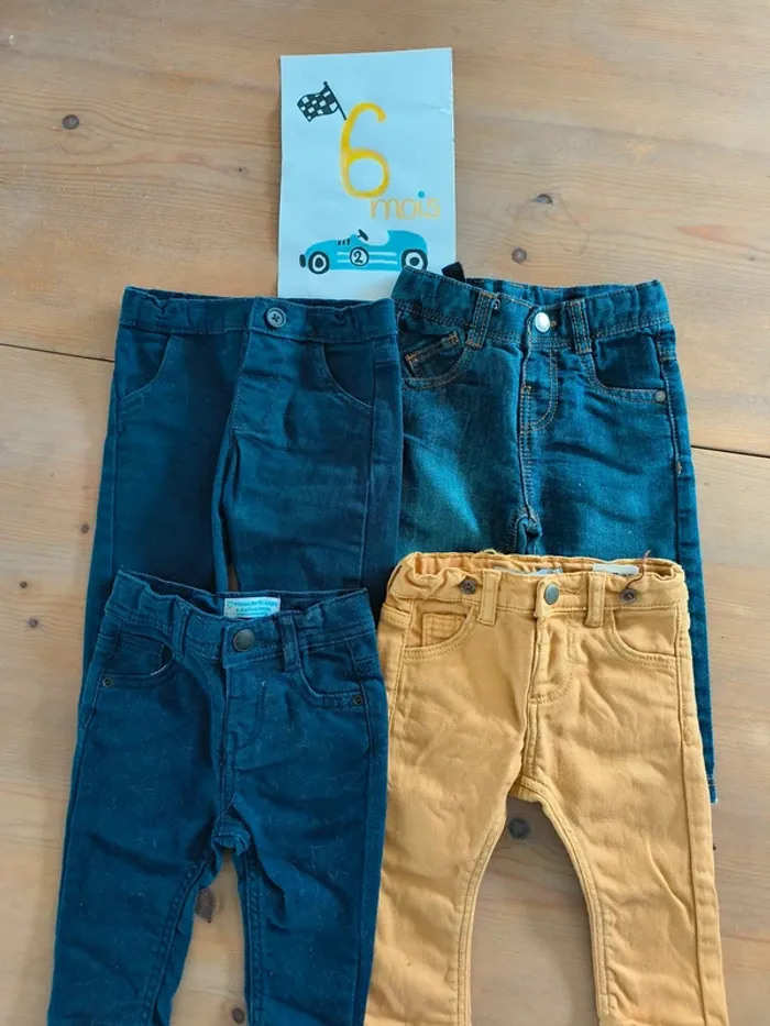 Lot de 4 pantalons bébé garçons 6 mois - NPO Baby, Primark, Influx et Tape à l'oeil