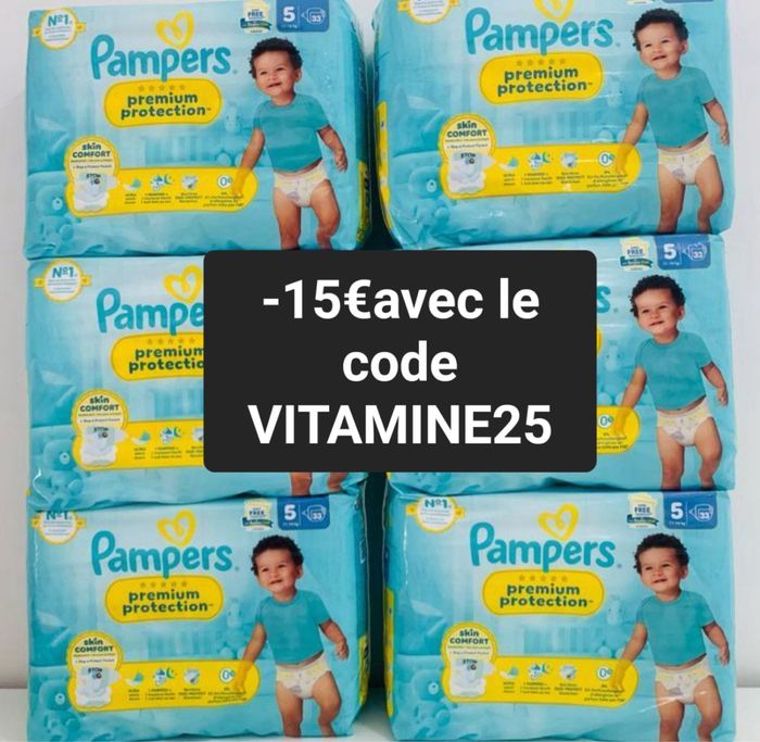 Six pack de couches Pampers taille 5 premium