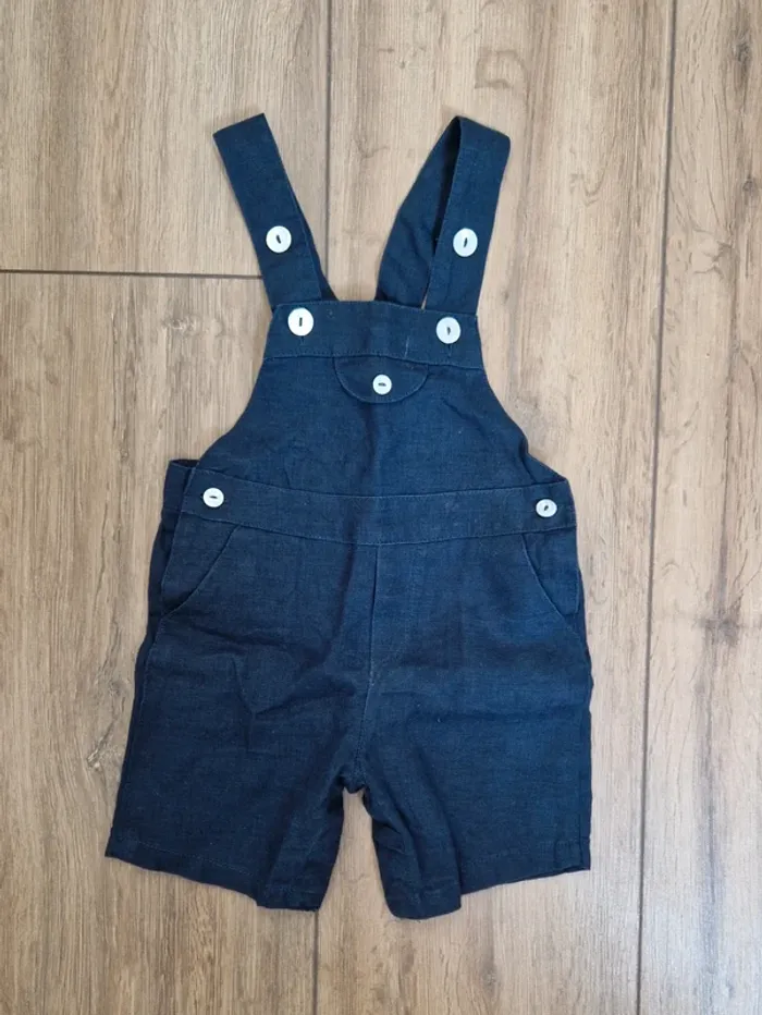 Salopette short bleu marine - Tartine et Chocolat - 1 an