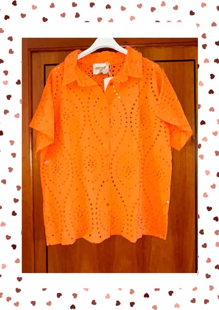 Chemise manches courtes orange Chantal B