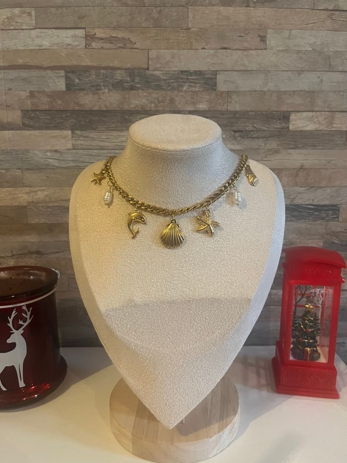 Collier charms, breloques, acier inoxydable, fait main, ajustables, tendance - photo numéro 2