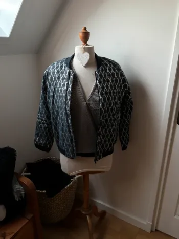 Bombers matelassé en jacquard marine/argenté - Paul & Joe - T40