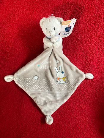 Mots d enfants doudou ours blanc mouchoir beige étoiles pois lapin phosphorescent Sweat Dreams neuf