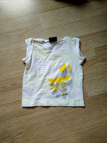 Débardeur jaune et blanc. Sergent major. Bébé 18 mois