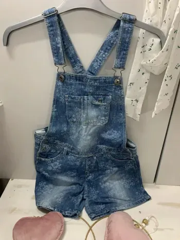 Salopette short jeans fille