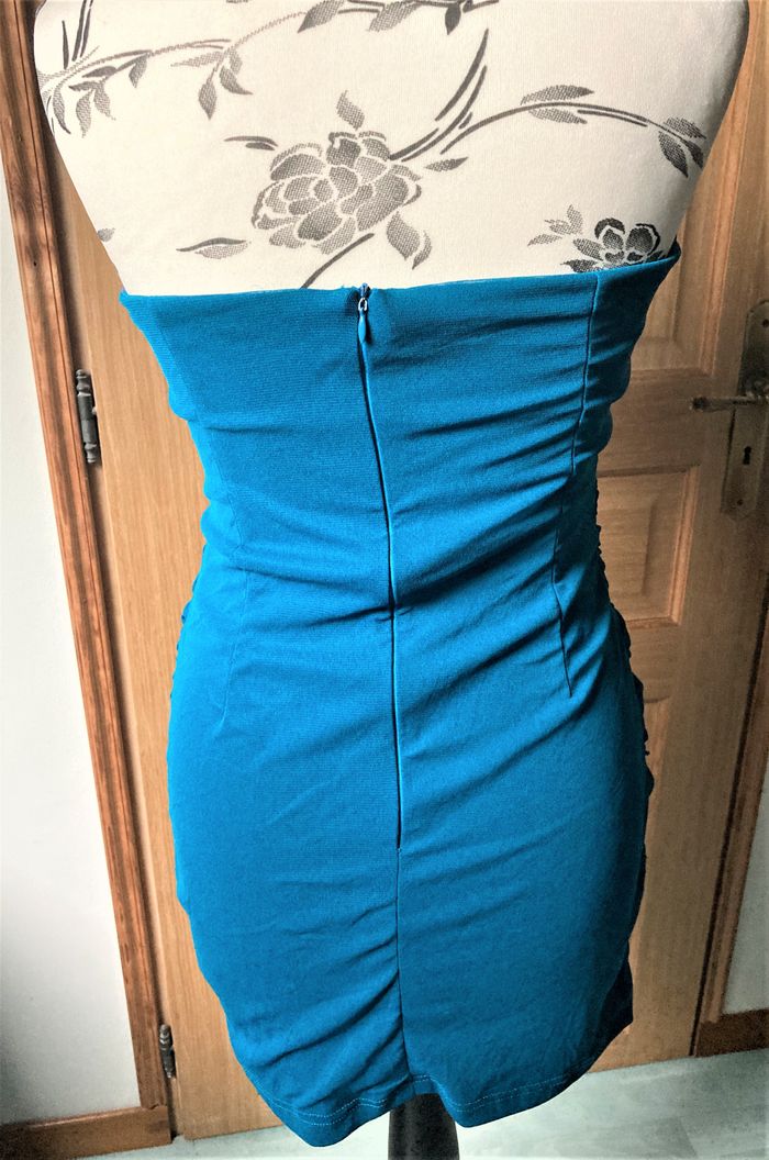 Robe bustier de fêtes bleu canard taille 38/40 - photo numéro 7
