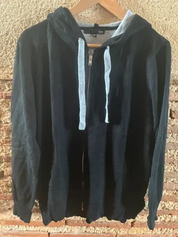 Veste zip à capuche noire et grise etam