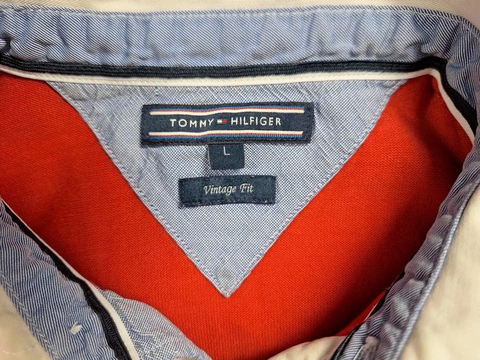 Polo tommy Hilfiger vintage manche longues - taille L rouge - homme logo brodé (428) - photo numéro 7