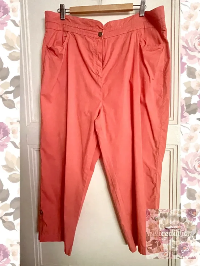 Ensemble tunique en Lin et pantalon assorti taille 48 couleur corail - photo numéro 2