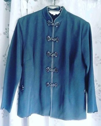 🎎 Superbe chemise bleue marine avec col mao "Crescendo" taille 42🎎