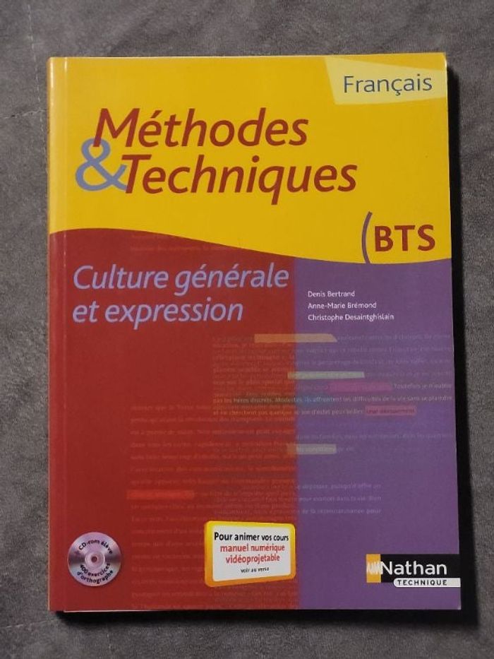 Français Culture gnrale et expression BTS Mthodes & Techniques (1Cdrom) Par Denis Bertrand