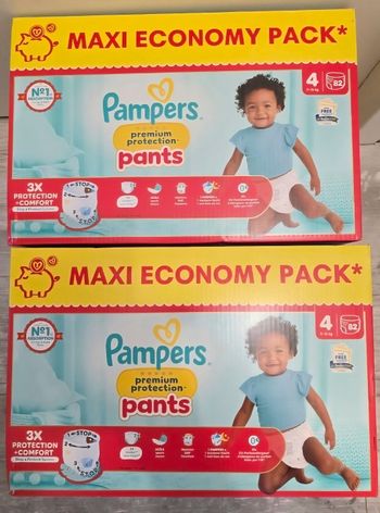 🍼 Pampers Premium Protection – Taille 4 (9–15 kg) – Lot 2x82 couches – Neuf