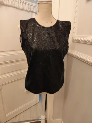 Blouse sans manches sequins Mango S neuve