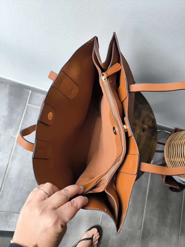 Sac cabas 3 compartiments camel eram neuf - photo numéro 5