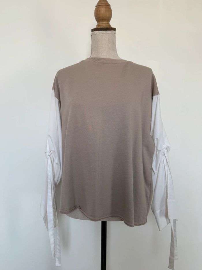 Sweat zara chemise camicia t-shirt camisa noeud M Maglia blouse haut folder blusa blouse t-shirt - photo numéro 5