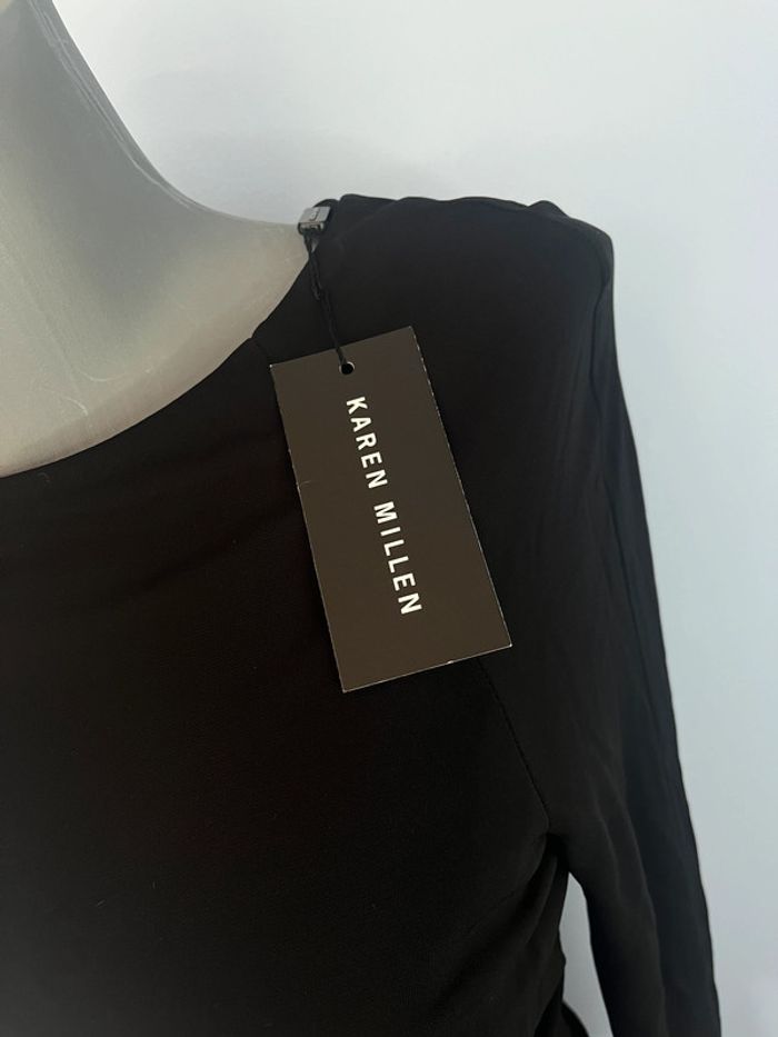 Robe noire drapée Karen Millen - Taille 42 - Neuve avec étiquette - photo numéro 2