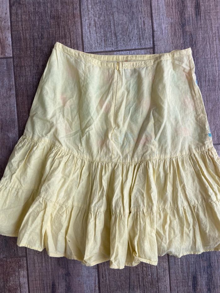 Mini jupe d’été à volants vintage jaune avec broderies - photo numéro 6