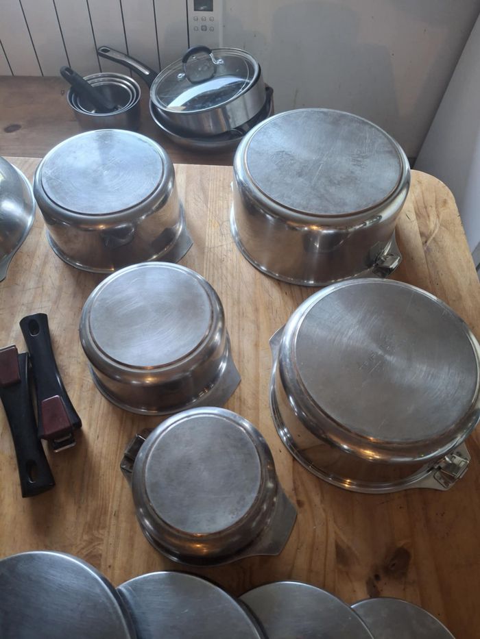 Batterie letang et remy triplinox en inox 18/10 triple fond cuivre/inox 5 casseroles + 2 poêles - photo numéro 2