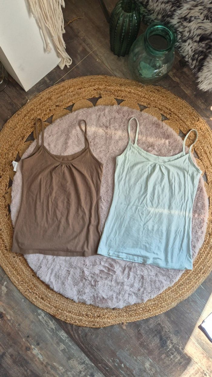 Lot de 2 débardeurs marron et vert d'eau Tissaia 💦 Taille 38/40