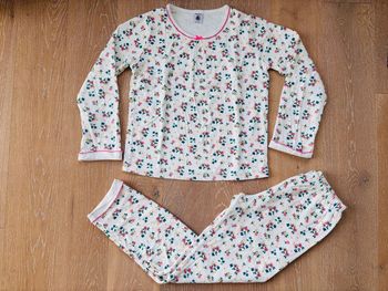 Pyjama chaud  fleuri fille 2 pièces Petit Bateau en tubique 10 ans