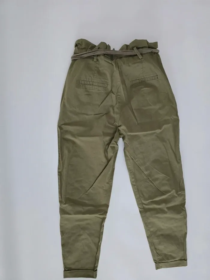 Pantalon chino kaki - Taille haute - photo numéro 2