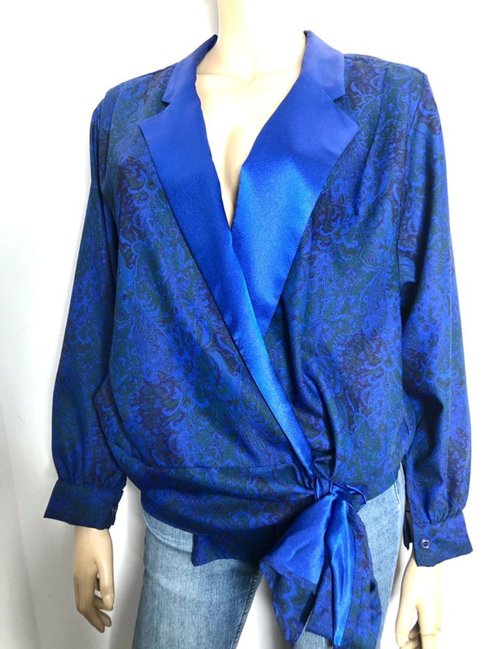 Magnifique blouse vintage satinée style cache coeur taille 42/44 ou autre voir mesures - photo numéro 3