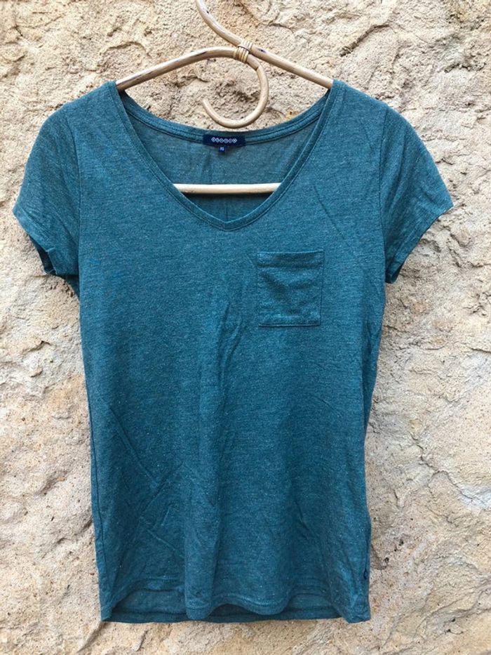 T shirt vert à paillettes
