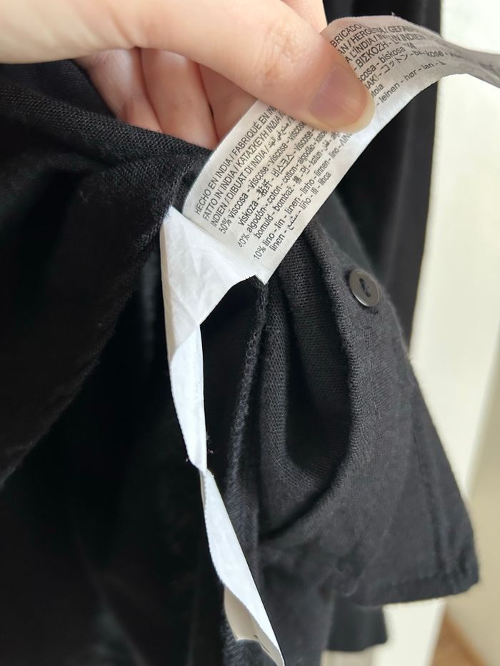 Chemise noire unie en Lin Stradivarius Taille M - photo numéro 6