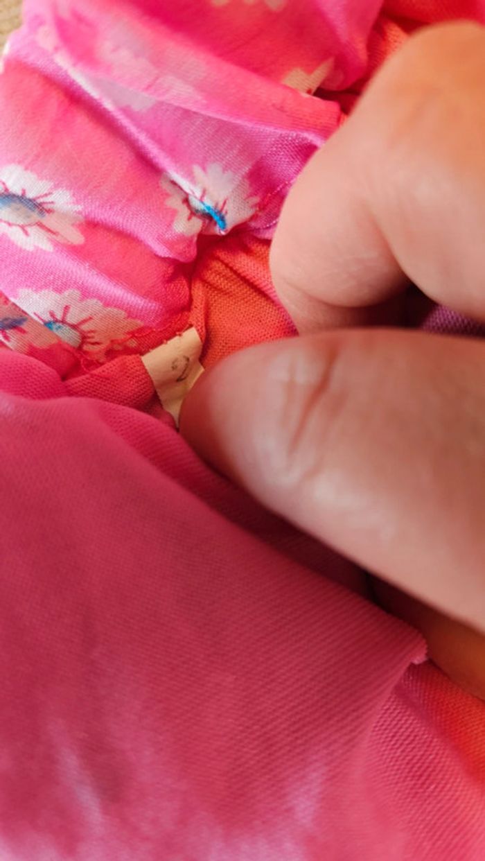 Jupe courte avec doublure, rose avec fleurs, taille 2 ans - photo numéro 5