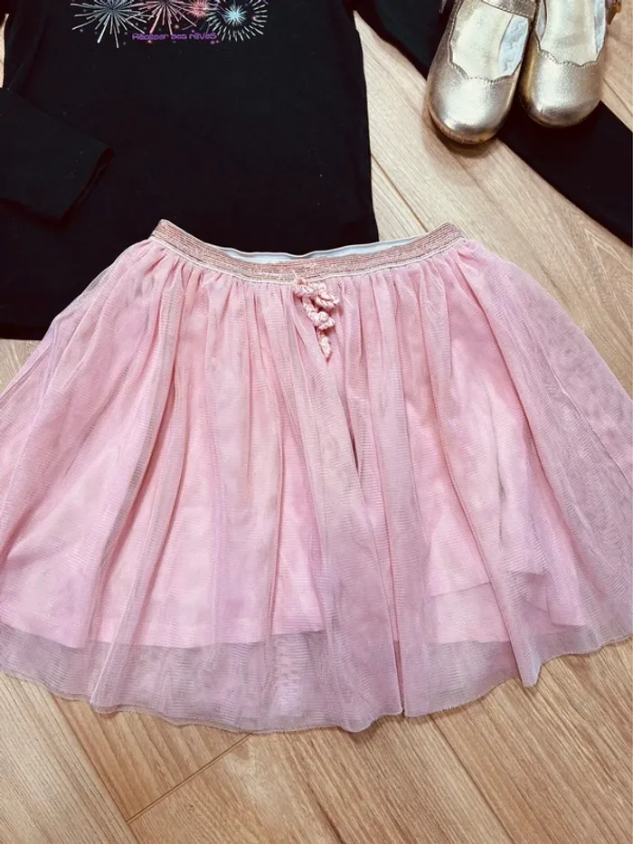 Taille 6 ans tenue de fête fille Okaidi Tex noir et rose * tulle * 🩷 - photo numéro 3