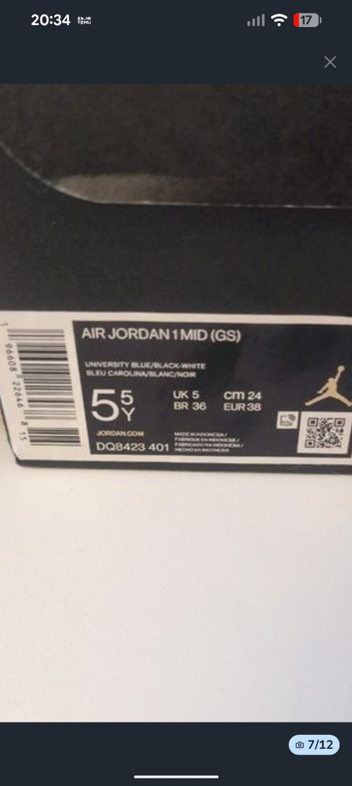 Air Jordan 1 mid T 38 - photo numéro 3