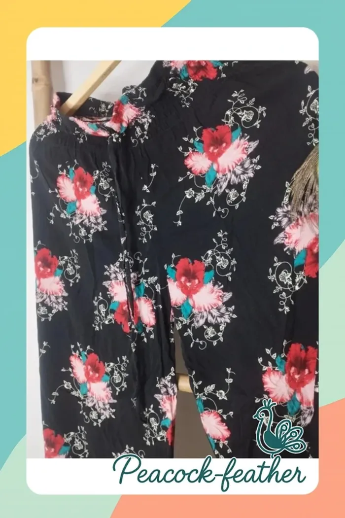 Pantalon fluide fleuri 40/42 - photo numéro 6