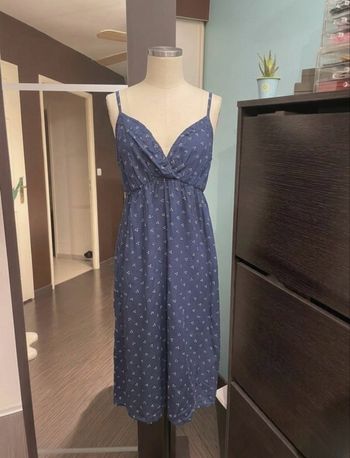 H&M L.O.G.G. - Robe d'été à bretelles - Taille 34 (XS) - Bleue à motifs