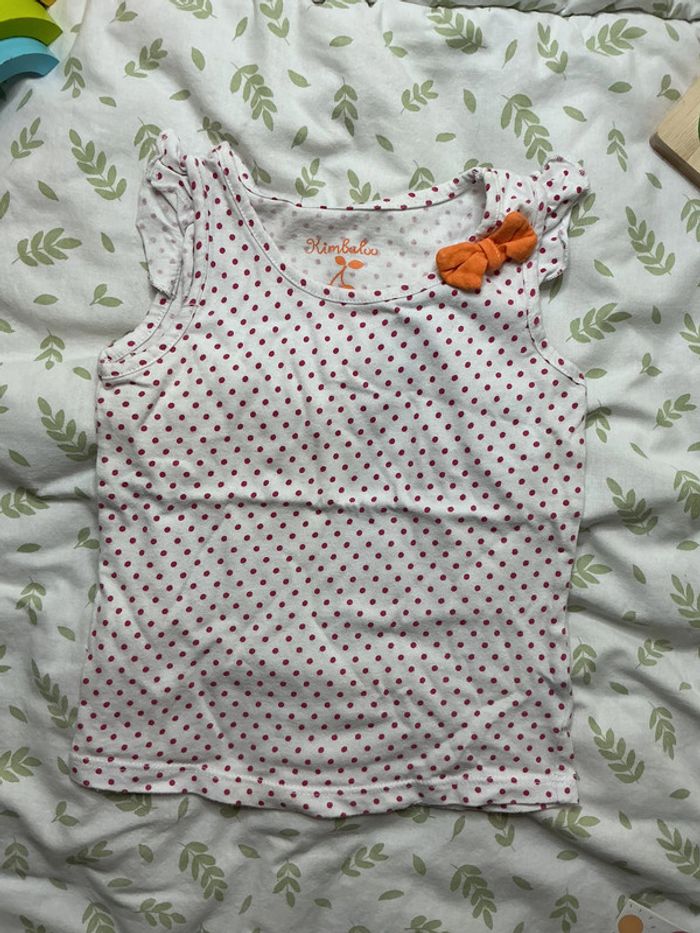 débardeur blanc à pois rose kimbaloo 36 mois - photo numéro 3