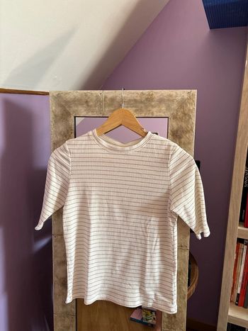 T-shirt blanc avec fils dorés Kiabi taille S