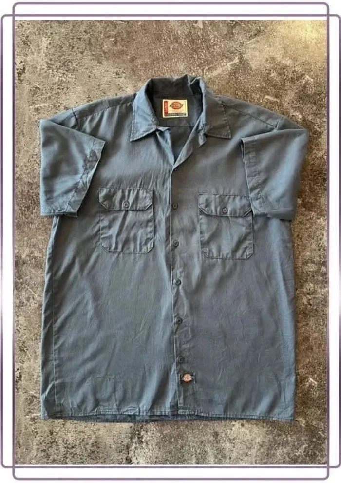Chemise bleue manches courtes été homme Dickies taille L Men shirt Herrenhemd Camicia uomo - photo numéro 2