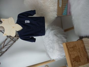 Jolie veste manche longue a pression marine bébé garcon 56cm