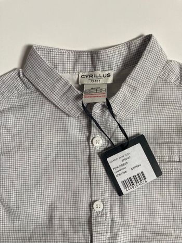 Chemise blanche à carreaux noirs Cyrillus neuf taille 18 mois - photo numéro 3