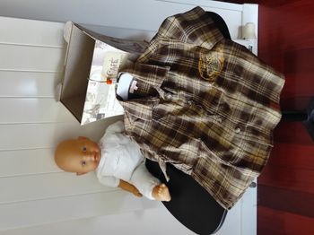 🧒 Chemise à manches courtes garçon 6 ans - motif carreaux beige