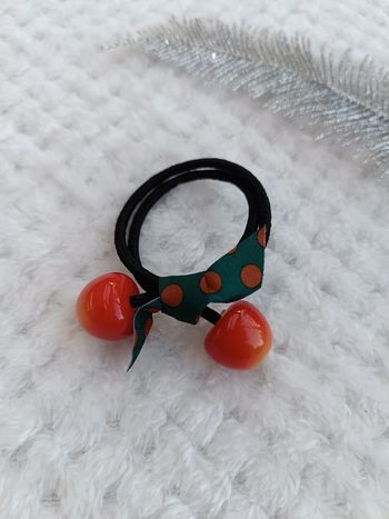 🔸Élastique double cerises rouges / orange 🔸