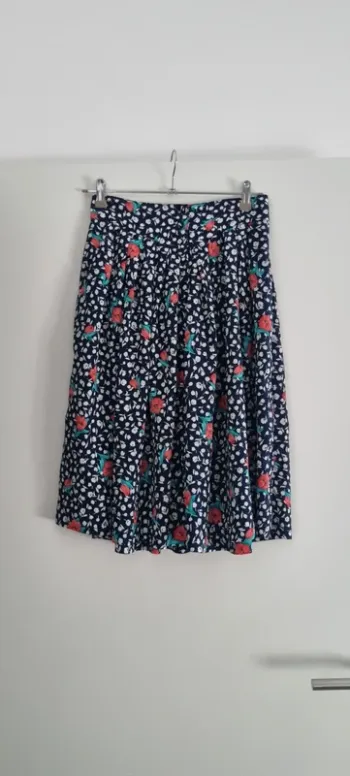 Jupe midi vintage imprimé bleu fleur 36