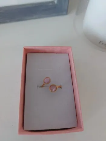 Bague ajustable pierre naturelle rose